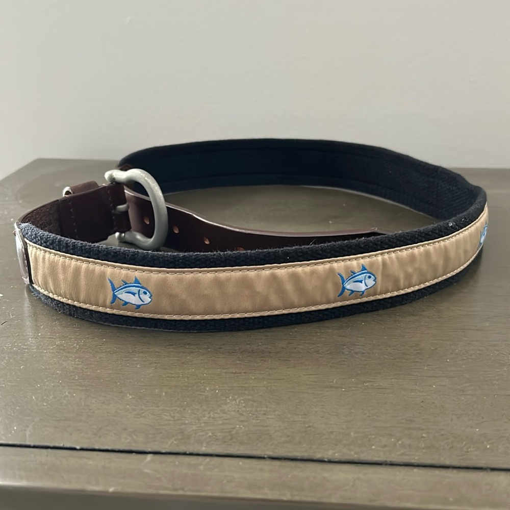 Southern Tide Skipjack Ribbon Size 34 Belt in Sandstone Khaki